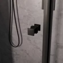 HD Felix Duo Black szögletes összecsukható nyílóajtós zuhanykabin 6 mm vastag vízlepergető biztonsági üveggel, fekete elemekkel, 195 cm magas