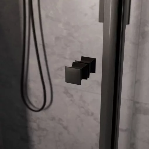 HD Felix Duo Black szögletes összecsukható nyílóajtós zuhanykabin 6 mm vastag vízlepergető biztonsági üveggel, fekete elemekkel, 195 cm magas