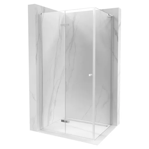HD Felix "L" 100x70 aszimmetrikus szögletes összecsukható nyílóajtós zuhanykabin 6 mm vastag vízlepergető biztonsági üveggel, krómozott elemekkel, 195 cm magas