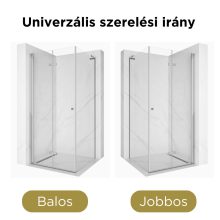 HD Felix "L" 100x70 aszimmetrikus szögletes összecsukható nyílóajtós zuhanykabin 6 mm vastag vízlepergető biztonsági üveggel, krómozott elemekkel, 195 cm magas