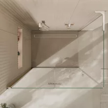 HD Felix "L" 110x70 aszimmetrikus szögletes összecsukható nyílóajtós zuhanykabin 6 mm vastag vízlepergető biztonsági üveggel, krómozott elemekkel, 195 cm magas