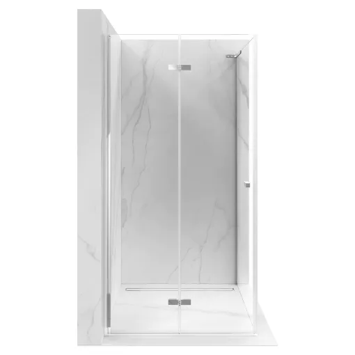 HD Felix "L" 120x70 aszimmetrikus szögletes összecsukható nyílóajtós zuhanykabin 6 mm vastag vízlepergető biztonsági üveggel, krómozott elemekkel, 195 cm magas