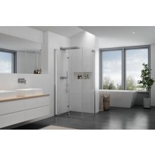 HD Felix "L" 120x110 aszimmetrikus szögletes összecsukható nyílóajtós zuhanykabin 6 mm vastag vízlepergető biztonsági üveggel, krómozott elemekkel, 195 cm magas