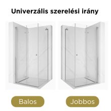 HD Felix "L" 120x110 aszimmetrikus szögletes összecsukható nyílóajtós zuhanykabin 6 mm vastag vízlepergető biztonsági üveggel, krómozott elemekkel, 195 cm magas