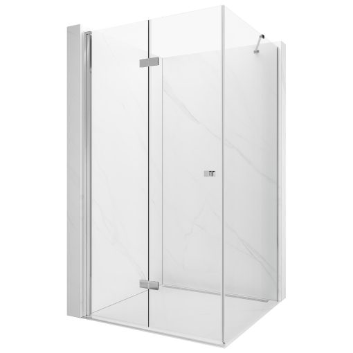 HD Felix "S" szögletes összecsukható nyílóajtós zuhanykabin 6 mm vastag vízlepergető biztonsági üveggel, krómozott elemekkel, 195 cm magas