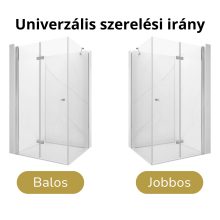 HD Felix "S" szögletes összecsukható nyílóajtós zuhanykabin 6 mm vastag vízlepergető biztonsági üveggel, krómozott elemekkel, 195 cm magas