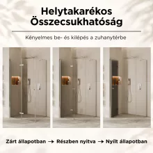 HD Felix "S" szögletes összecsukható nyílóajtós zuhanykabin 6 mm vastag vízlepergető biztonsági üveggel, krómozott elemekkel, 195 cm magas