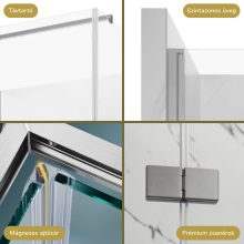 HD Felix "F" szögletes összecsukható nyílóajtós zuhanykabin 6 mm vastag vízlepergető biztonsági üveggel, krómozott elemekkel, 195 cm magas