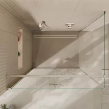 HD Felix "F" aszimmetrikus szögletes összecsukható nyílóajtós zuhanykabin 6 mm vastag vízlepergető biztonsági üveggel, krómozott elemekkel, 195 cm magas