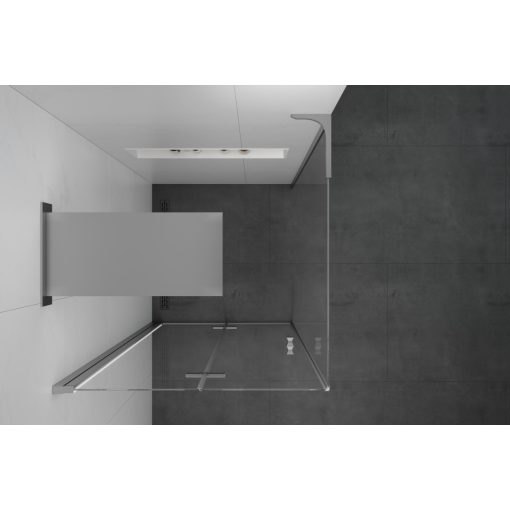 HD Felix "L" 70x90 aszimmetrikus szögletes összecsukható nyílóajtós zuhanykabin 6 mm vastag vízlepergető biztonsági üveggel, krómozott elemekkel, 195 cm magas