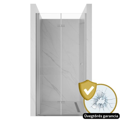 HD Felix 70/80/90/100/110 cm széles összecsukható zuhanyajtó 6 mm vastag vízlepergető biztonsági üveggel, krómozott elemekkel, 195 cm magas