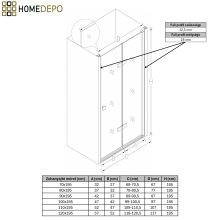 HD Felix 70/80/90/100/110 cm széles összecsukható zuhanyajtó 6 mm vastag vízlepergető biztonsági üveggel, krómozott elemekkel, 195 cm magas