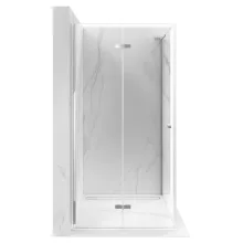 HD Felix "L" 80x70 aszimmetrikus szögletes összecsukható nyílóajtós zuhanykabin 6 mm vastag vízlepergető biztonsági üveggel, krómozott elemekkel, 195 cm magas