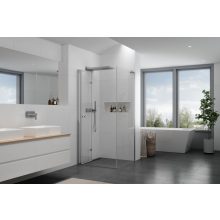 HD Felix "L" 90x100 aszimmetrikus szögletes összecsukható nyílóajtós zuhanykabin 6 mm vastag vízlepergető biztonsági üveggel, krómozott elemekkel, 195 cm magas