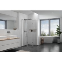 HD Felix Duo 100x100 szögletes összecsukható nyílóajtós zuhanykabin 6 mm vastag vízlepergető biztonsági üveggel, krómozott elemekkel, 195 cm magas