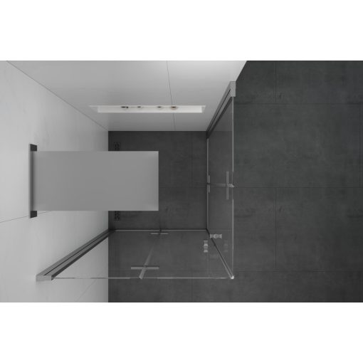 HD Felix Duo 100x120 aszimmetrikus szögletes összecsukható nyílóajtós zuhanykabin 6 mm vastag vízlepergető biztonsági üveggel, krómozott elemekkel, 195 cm magas