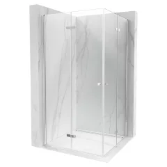  HD Felix Duo szögletes összecsukható nyílóajtós zuhanykabin 6 mm vastag vízlepergető biztonsági üveggel, krómozott elemekkel, 195 cm magas