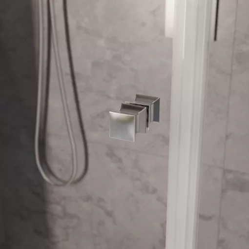 HD Felix Duo aszimmetrikus szögletes összecsukható nyílóajtós zuhanykabin 6 mm vastag vízlepergető biztonsági üveggel, krómozott elemekkel, 195 cm magas