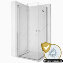 HD Felix Duo 90x70 aszimmetrikus szögletes összecsukható nyílóajtós zuhanykabin 6 mm vastag vízlepergető biztonsági üveggel, krómozott elemekkel, 195 cm magas