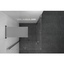 HD Felix Duo 90x70 aszimmetrikus szögletes összecsukható nyílóajtós zuhanykabin 6 mm vastag vízlepergető biztonsági üveggel, krómozott elemekkel, 195 cm magas