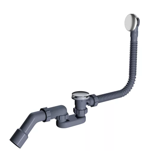 HD Flow Chrome Click-clack slim kádszifon szett, 57 cm hosszú, krómozott fém elemekkel