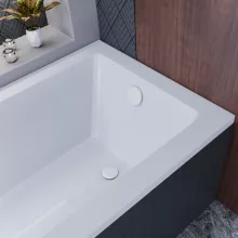 HD Flow Glossy White Click-clack slim kádszifon szett, 57 cm hosszú, fényes fehér fém elemekkel