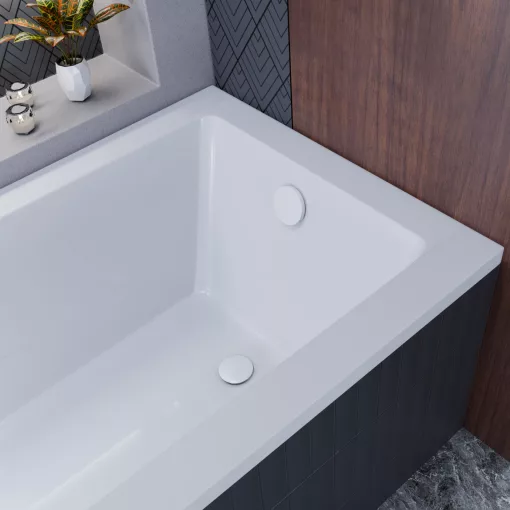 HD Flow Glossy White Click-clack slim kádszifon szett, 57 cm hosszú, fényes fehér fém elemekkel