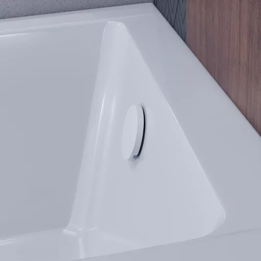 HD Flow Glossy White Click-clack slim kádszifon szett, 57 cm hosszú, fényes fehér fém elemekkel