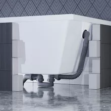 HD Flow Glossy White Click-clack slim kádszifon szett, 57 cm hosszú, fényes fehér fém elemekkel