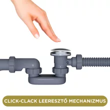 HD Flow Glossy White Click-clack slim kádszifon szett, 57 cm hosszú, fényes fehér fém elemekkel