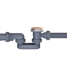 HD Flow Brushed Copper Click-clack slim kádszifon szett, 57 cm hosszú, szálcsiszolt réz színű fém elemekkel