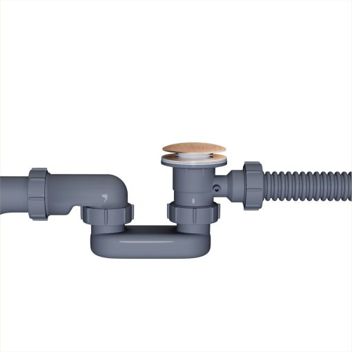 HD Flow Brushed Copper Click-clack slim kádszifon szett, 57 cm hosszú, szálcsiszolt réz színű fém elemekkel