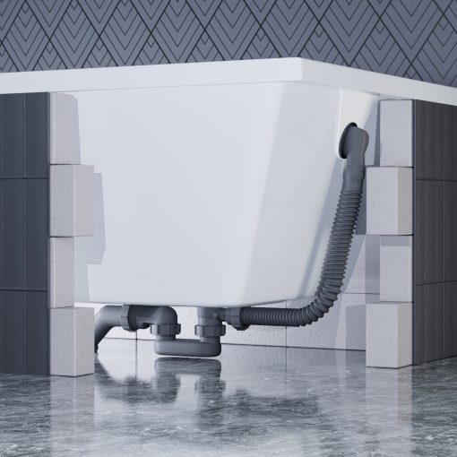 HD Flow Brushed Copper Click-clack slim kádszifon szett, 57 cm hosszú, szálcsiszolt réz színű fém elemekkel