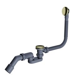   HD Flow Glossy Gold Click-clack slim kádszifon szett, 57 cm hosszú, fényes arany színű fém elemekkel