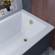 HD Flow Glossy Gold Click-clack slim kádszifon szett, 57 cm hosszú, fényes arany színű fém elemekkel