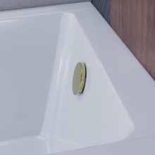 HD Flow Glossy Gold Click-clack slim kádszifon szett, 57 cm hosszú, fényes arany színű fém elemekkel