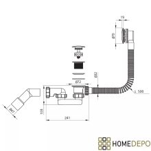 HD Flow Glossy Gold Click-clack slim kádszifon szett, 57 cm hosszú, fényes arany színű fém elemekkel