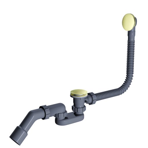 HD Flow Brushed Gold Click-clack slim kádszifon szett, 57 cm hosszú, szálcsiszolt arany színű fém elemekkel