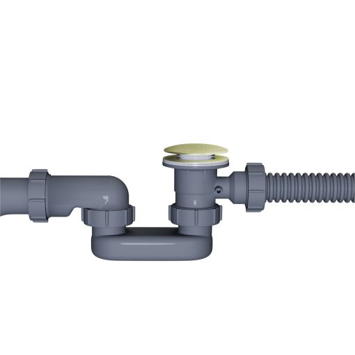 HD Flow Brushed Gold Click-clack slim kádszifon szett, 57 cm hosszú, szálcsiszolt arany színű fém elemekkel