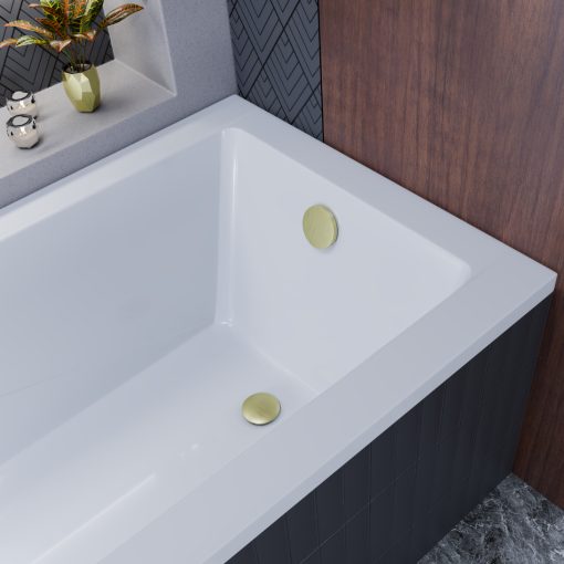 HD Flow Brushed Gold Click-clack slim kádszifon szett, 57 cm hosszú, szálcsiszolt arany színű fém elemekkel