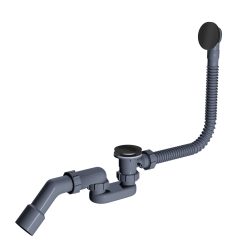   HD Flow Matt Black Click-clack slim kádszifon szett, 57 cm hosszú, matt fekete fém elemekkel