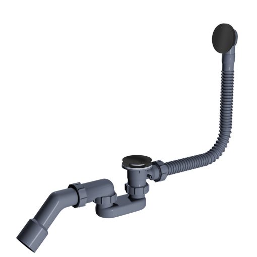 HD Flow Matt Black Click-clack slim kádszifon szett, 57 cm hosszú, matt fekete fém elemekkel