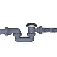 HD Flow Matt Black Click-clack slim kádszifon szett, 57 cm hosszú, matt fekete fém elemekkel