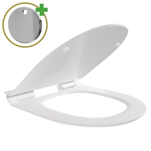 HD Slim "F" Glossy White WC tető fényes króm zsanérral