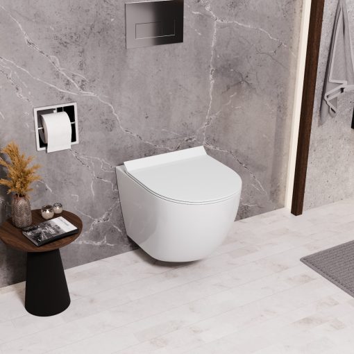 HD Slim "F" Glossy White WC tető fényes króm zsanérral
