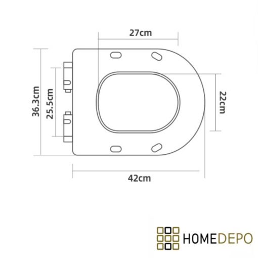 HD Slim "F" Glossy White WC tető fényes króm zsanérral