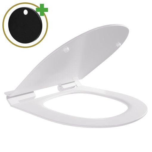 HD Slim "F" Glossy White WC tető matt fekete zsanérral