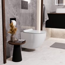 HD Slim "F" Glossy White WC tető matt fekete zsanérral