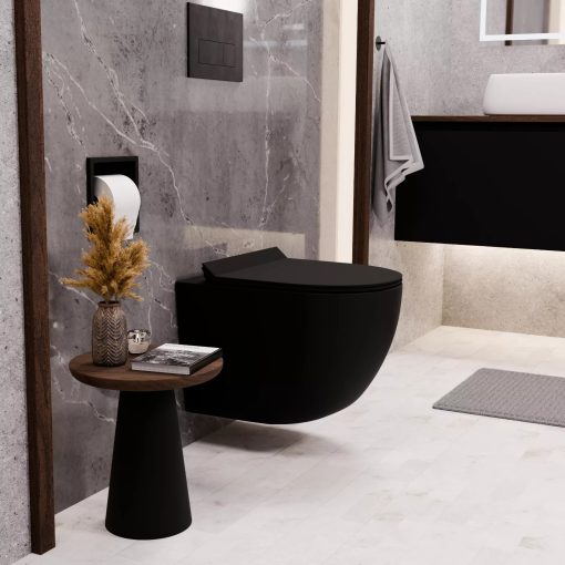 HD Slim "F" Matt Black WC tető matt fekete zsanérral