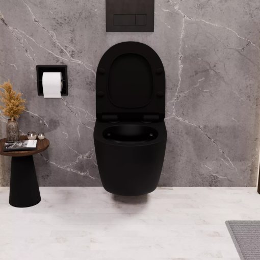 HD Slim "F" Matt Black WC tető matt fekete zsanérral